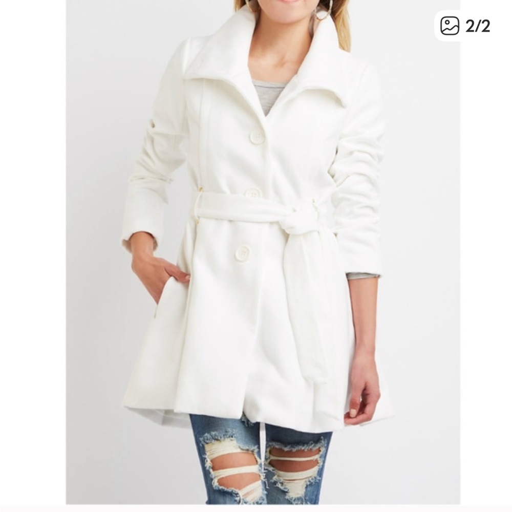 NWT Charlotte Russe Wool Blend Swing Coat Ivory Small